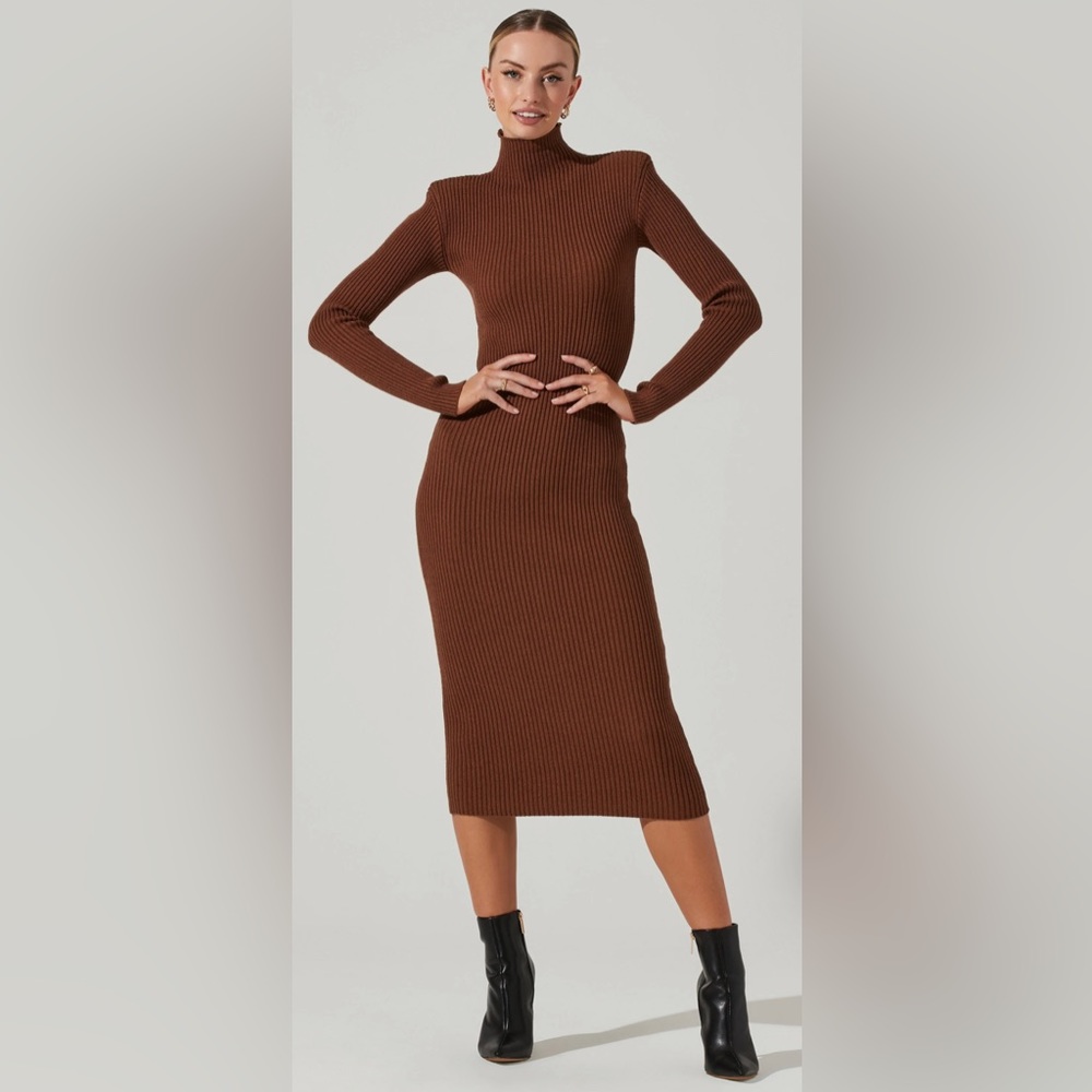 ABILENE LONG SLEEVE TURTLENECK MIDI SWEATER DRESS